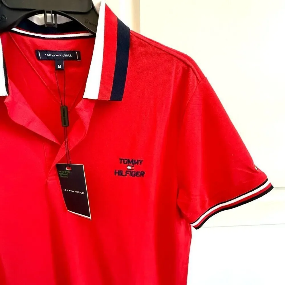 NWT Tommy Hilfiger men polo shirt, regular fit, red.  Size M - Picture 3 of 9